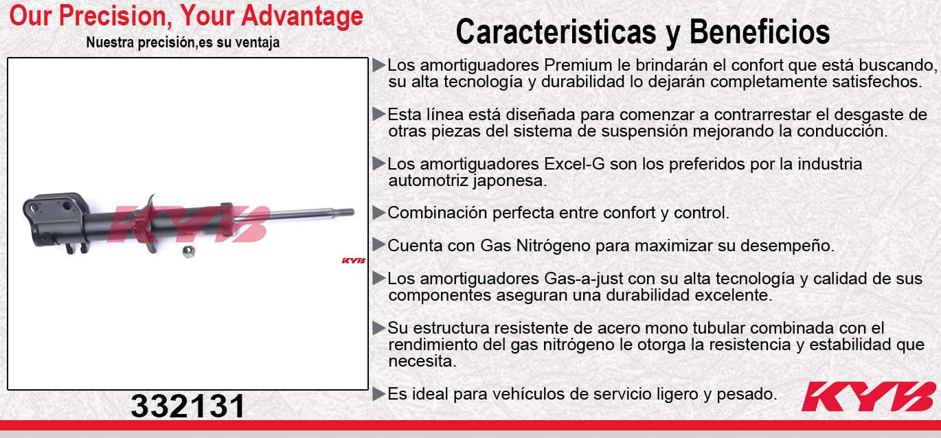 AMORTIGUADOR DELANTERO IZQUIERDO GAS EXCEL-G PONTIAC MATIZ (2004-2005). KYB