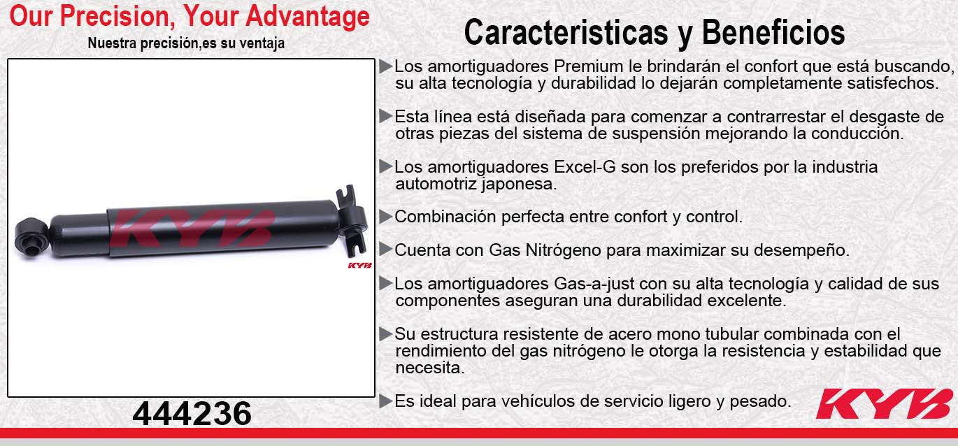 AMORTIGUADOR TRASERO HIDRÁULICO CHEV S10, (1982-2004) - S10 BLAZER (1982-2004) - GMC JIMMY, SONOMA (1982-2004) - OLDSMOBILE BRAVADA (1982-2004) - ISUZU HOMBRE 4X2 (1996-2002). KYB