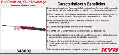AMORTIGUADOR GAS EXCEL-G DODGE ATTITUDE (2006-2011) - HYUNDAI ACCENT (2006-2010) - KIA RIO (2006-2011) - SOUL (2014-2019). KYB