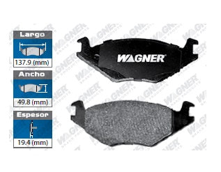 BALATA SEMIMETÁLICA DELANTERA VOLKSWAGEN CABRIOLET 1985-1993 / GOLF 1985-1996 / JETTA 1985-1992 / QUANTUM 1985-1988 / RABBIT 84 / SCIROCCO 1984-1989 WAGNER