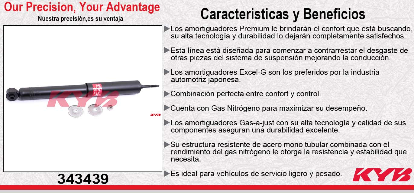 AMORTIGUADOR TRASERO GAS EXCEL-G CHEV. CHEVY C2 (1994-2012) - CHEVY POP (1994-2012) - CHEVY NOVA (1994-2012) - CHEVY JOY (1994-2012) - CHEVY SWING (1994-2012) - CORSA SEDAN (2002-2007) - OPEL TRIGA (1994-2000). KYB