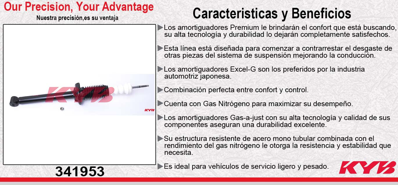 AMORTIGUADOR TRASERO HIDRÁULICO FORD FIESTA 1.3 Y 1.4 [CON DIRECCIËN HIDR?ULICA] (1998-2002) -FORD FIESTA 1.3 Y 1.4 [CON DIRECCIËN MEC?NICA] (1998-2002) - FORD FIESTA IKON TODOS (1998-2007) KYB