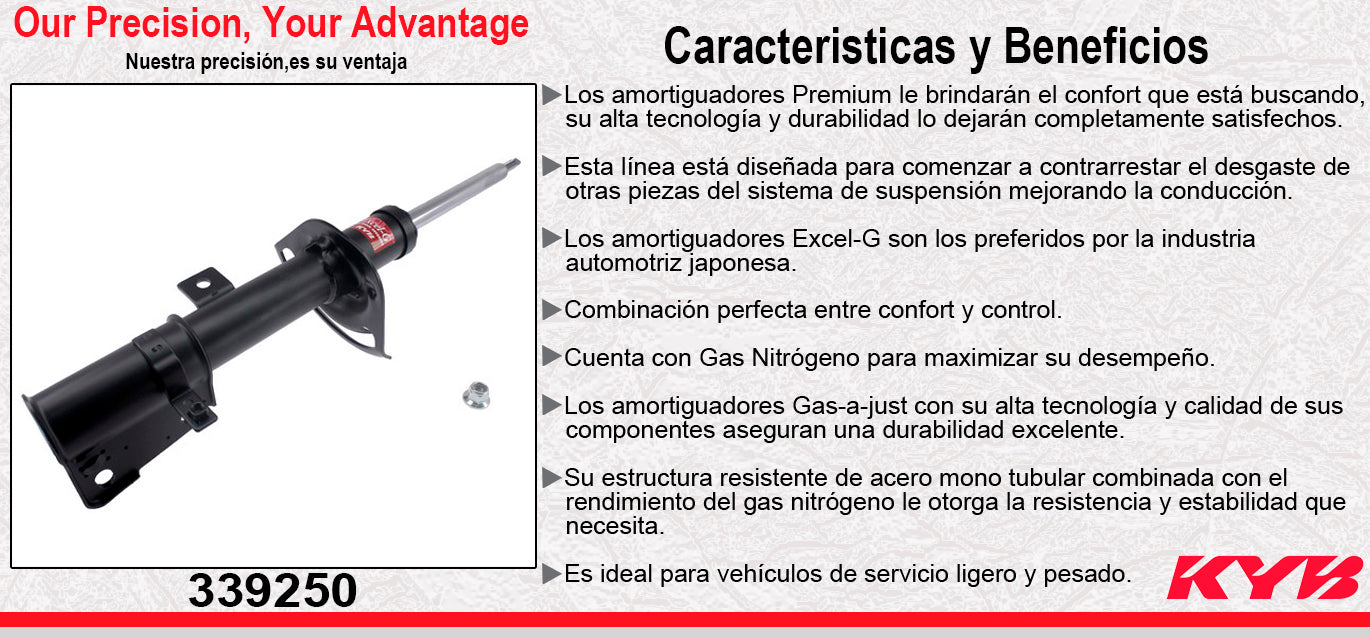 AMORTIGUADOR DELANTERO IZQUIERDO GAS EXCEL-G DODGE JOURNEY (2009-2013). KYB