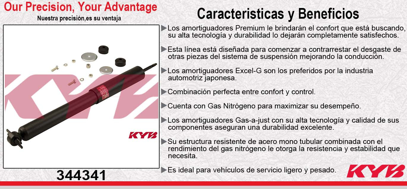 AMORTIGUADOR DELANTERO GAS EXCEL-G JEEP CHEROKEE (1991-2001) - COMANCHE (1985-1992). KYB