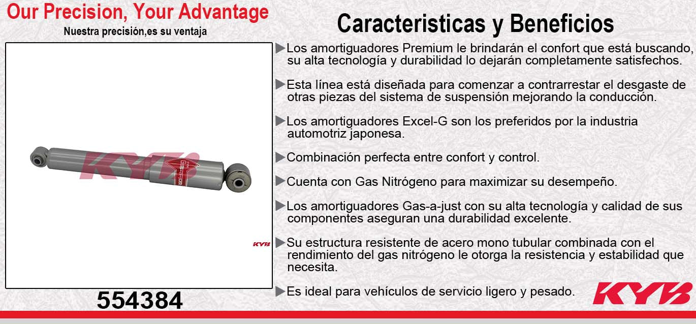 AMORTIGUADOR TRASERO GAS-A-JUST HYUNDAI ELANTRA (2011-2017) - VELOSTER (2012-2017) - KIA FORTE (2014-2018) - RIO (2012-2017) KYB
