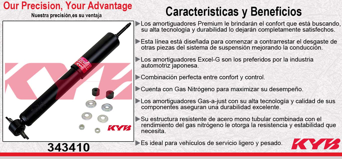 AMORTIGUADOR DELANTERO GAS EXCEL-G TOYOTA. TACOMA 2WD EXTENDED CAB EXC. PRE-RUNNBER (1999-2004) KYB