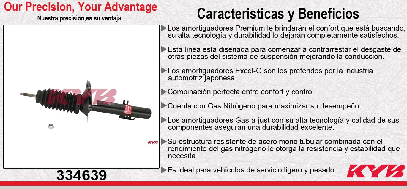 AMORTIGUADOR DELANTERO IZQUIERDO GAS EXCEL-G FORD FIVE HUNDRED 4WD (2005-2007) - MERCURY. MONTEGO (2005-2007) KYB