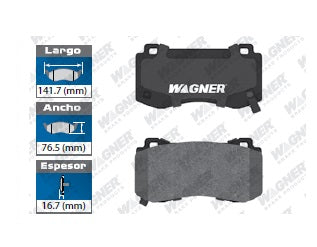 BALATA SEMIMETÁLICA DELANTERA CHRYS 300 2006-2007 2013-2014 / DODGE CHALLENGER 2012-2016 / CHARGER 2012-2016 / MAGNUM 2006 / JEEP GRAND CHEROKEE 2007-2010 WAGNER