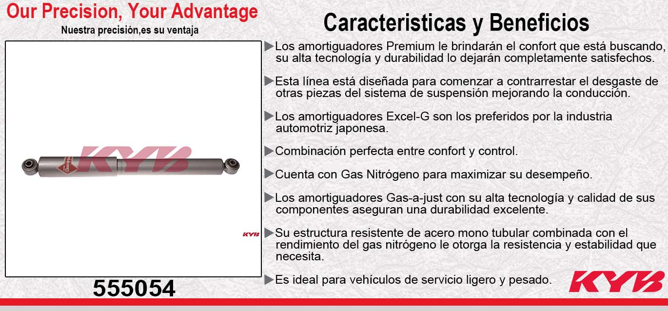 AMORTIGUADOR TRASERO GAS-A-JUST CADILLAC. ESCALADE (2008-2011) - ESCALADE ESV (2008-2011) - ESCALADE EXT (2008-2011) - CHEV. AVALANCHE (2007-2013) - SUBURBAN 1500 (2007-2012) - TAHOE (2007-2012) - YUKON (2007-2013) - YUKON XL 1500 (2007-2013) KYB