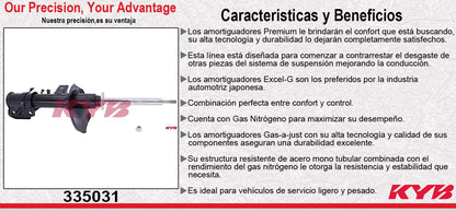 AMORTIGUADOR DELANTERO IZQUIERDO GAS EXCEL-G NISSAN PATHIFINDER (1999-2001) KYB