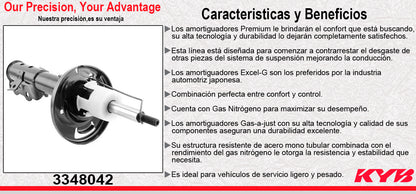 AMORTIGUADOR DELANTERO IZQUIERDO GAS EXCEL-G FORD FIESTA 1.6 (2011-2019) - FIGO 1.5 (2016-2021) - MAZDA 2 1.5 (2011-2015). KYB