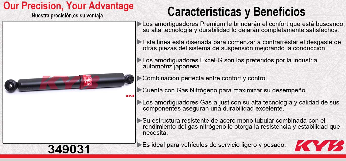 AMORTIGUADOR TRASERO GAS EXCEL-G FORD COURIER PICK UP (2001-2012). KYB