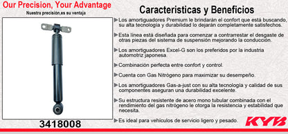 AMORTIGUADOR TRASERO GAS EXCEL-G PEUGEOT PARTNER L4 1.6 DIESEL (2020-2022). KYB
