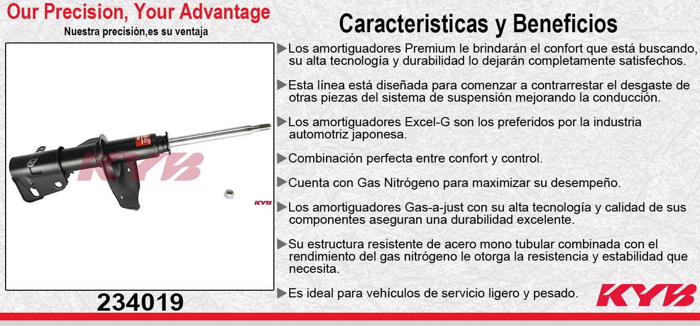 AMORTIGUADOR DELANTERO GAS EXCEL-G CHEV. CITATION (1982-1988) - CELEBRITY (1982-1996) - LUMINA (1989-1996) - BUICK REGAL (1982-1996) - CENTURY (1982-1996) - CUTLASS (1982-1996) - PONTIAC TRANSPORT VAN (1990-1994) - 6000 (1982-1991) - DODGE. D-300 KYB