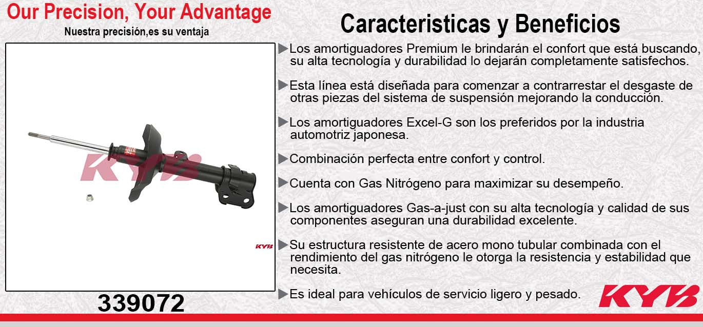 AMORTIGUADOR DELANTERO DERECHO GAS EXCEL-G ACURA MDX V6 3.5 (2003-2006). 1209016 SAFETY KYB