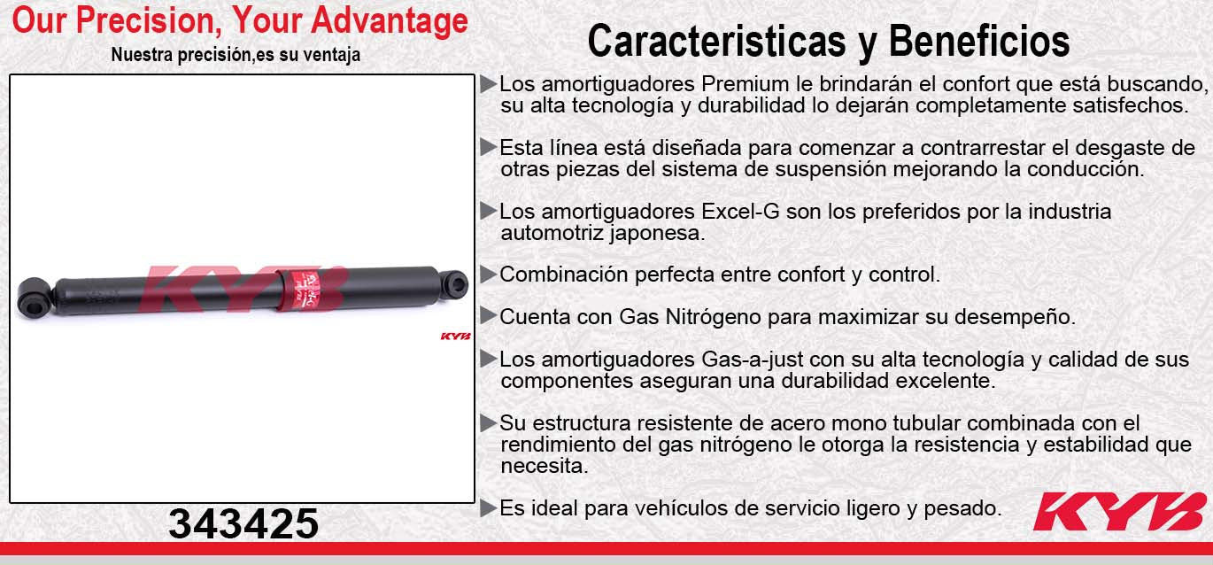 AMORTIGUADOR TRASERO GAS EXCEL-G NISSAN VAN URVAN (2000-2013). KYB