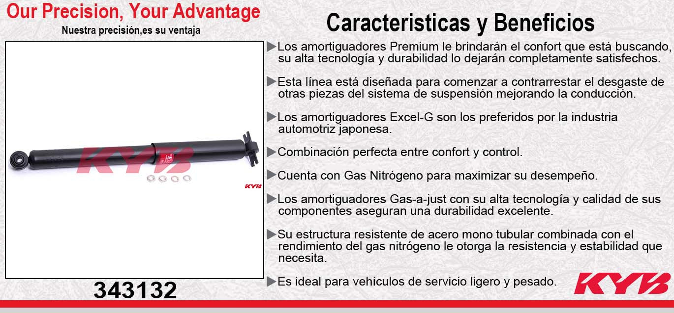 AMORTIGUADOR TRASERO GAS EXCEL-G CADILLAC SEVILLE TODOS (1975-1979) - CHEVY NOVA HATCHBACK (1975-1978) KYB
