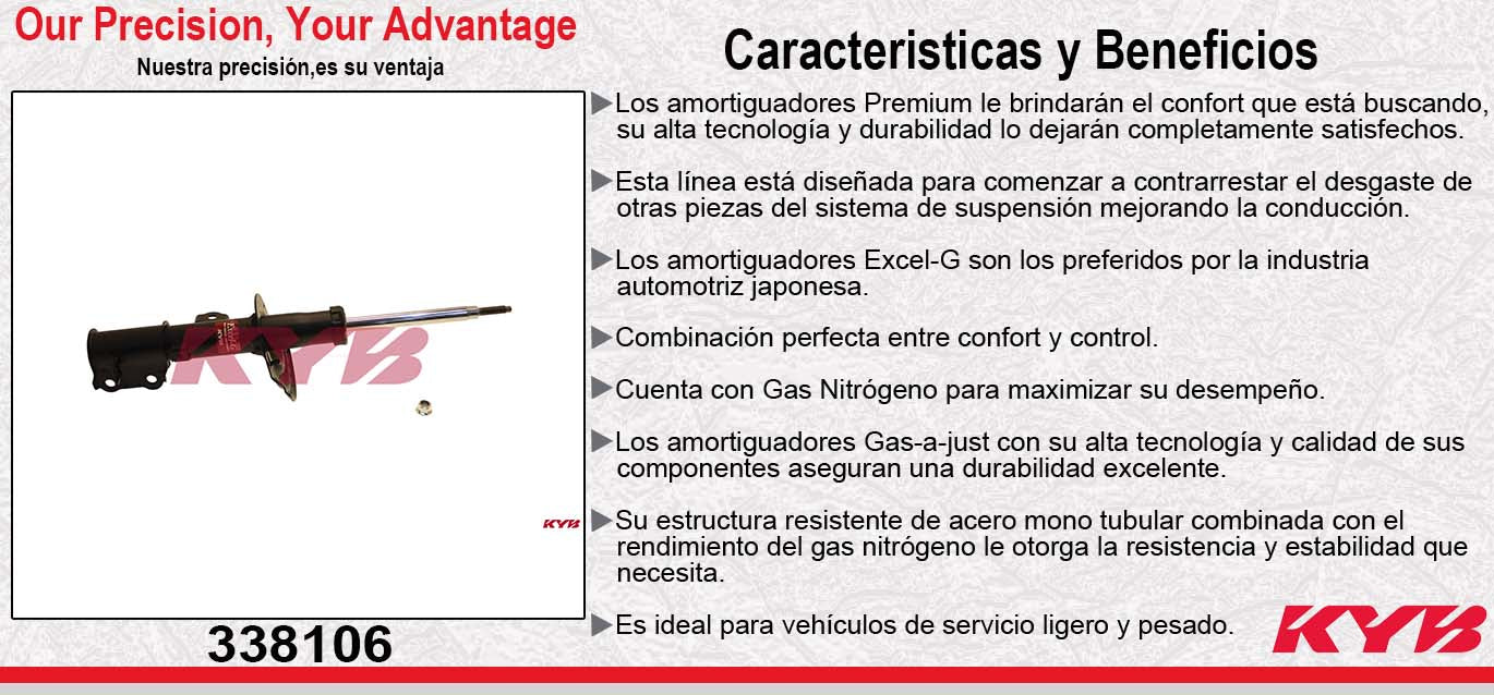AMORTIGUADOR DELANTERO DERECHO GAS EXCEL-G HYUNDAI ATTITUDE TODOS (2012-2014) - KIA RIO TODOS EXC. HECHO EN M?XICO (2012-2017) KYB