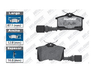 BALATA SEMIMETÁLICA TRASERA AUDI A3 2010-2013 / A4 1997-2005 / A6 1998-2001 / A8 2001-2003 / S4 2000-2002 / S8 2001-2003 / TT 2000-2006 / VOLKSWAGEN BEETLE 1998-2016 / CABRIO 1999-2002 / CORRADO 1993-1994 / GOLF 1995-2006 11 15 / JETTA 1994-2005 WAGNER
