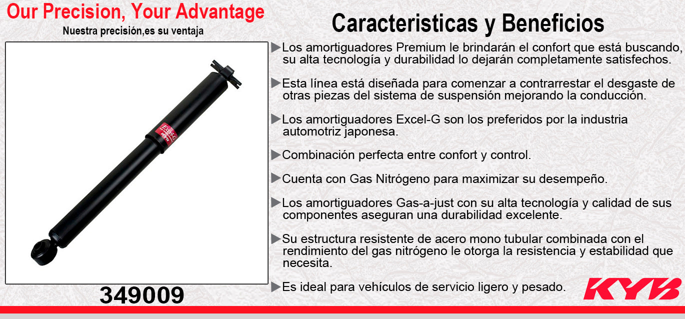 AMORTIGUADOR TRASERO GAS EXCEL-G CHEV EXPRESS VAN & PASAJEROS TODOS (2012-2014). KYB
