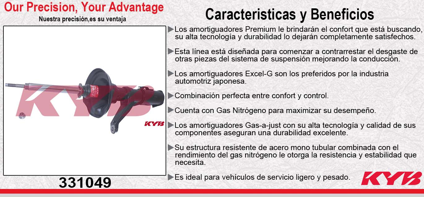 AMORTIGUADOR DELANTERO IZQUIERDO GAS EXCEL-G HONDA CR-V (2002-2006). KYB