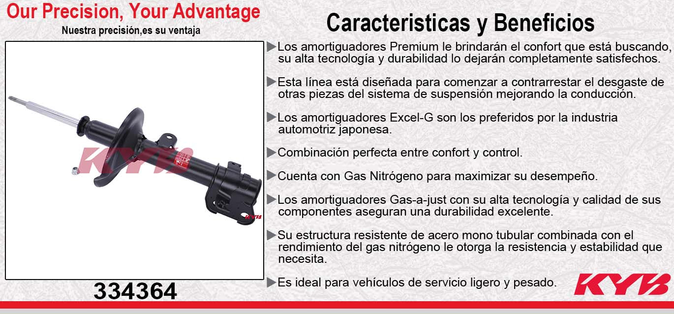 AMORTIGUADOR DELANTERO DERECHO GAS EXCEL-G ACURA MDX (2001-2002) - HONDA PILOT (2003-2008). KYB
