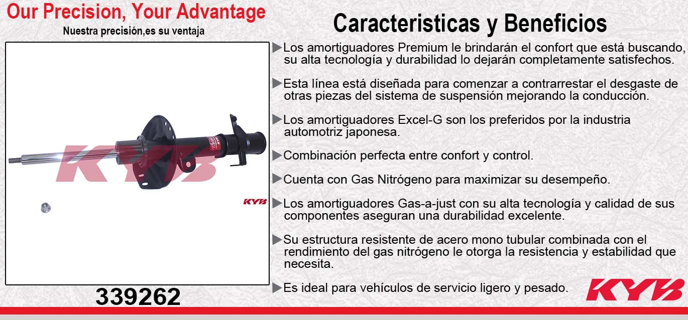 AMORTIGUADOR DELANTERO IZQUIERDO GAS EXCEL-G ACURA RDX (2007-2012) - HONDA CR-V (2007-2016). KYB