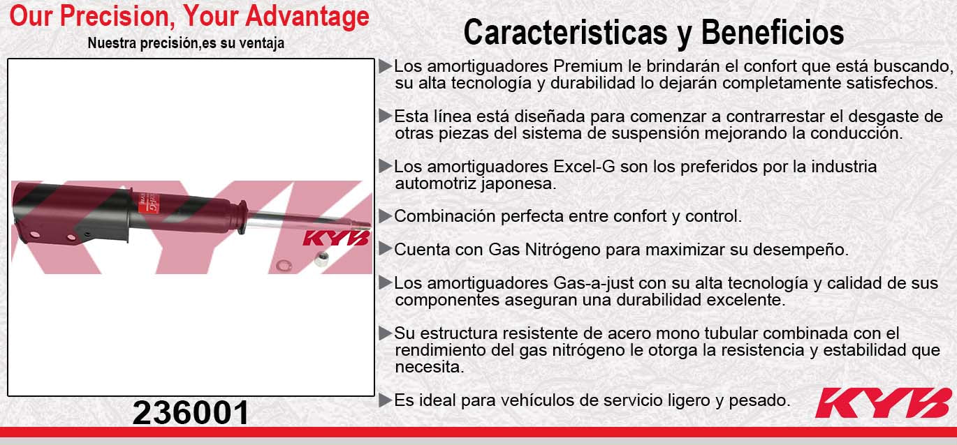 AMORTIGUADOR DELANTERO GAS EXCEL-G CHEV CAMARO, Z28, IROC TODOS (1982-1992) KYB