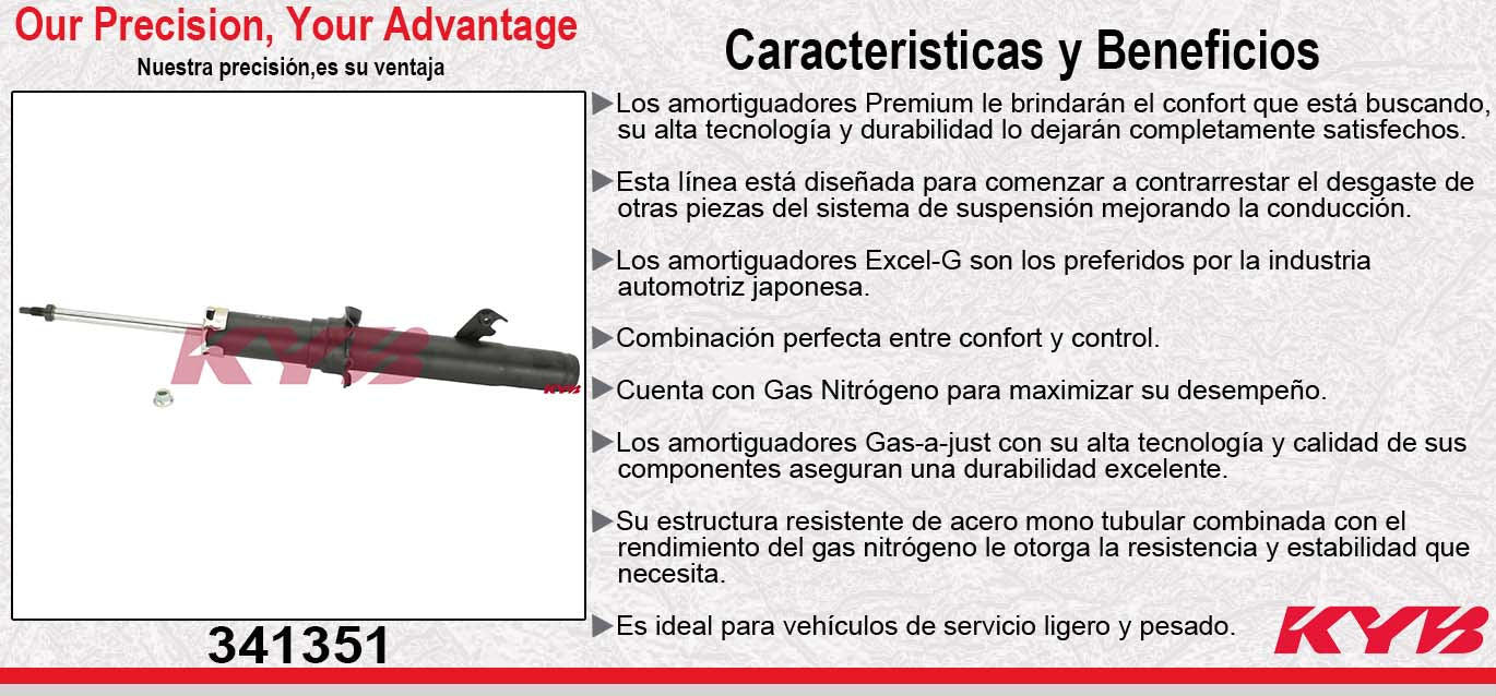 AMORTIGUADOR DELANTERO GAS EXCEL-G FORD FUSION 4CIL 2.3 / V6 3.0 (2005-2009) - MAZDA. 6 (2003-2008) KYB