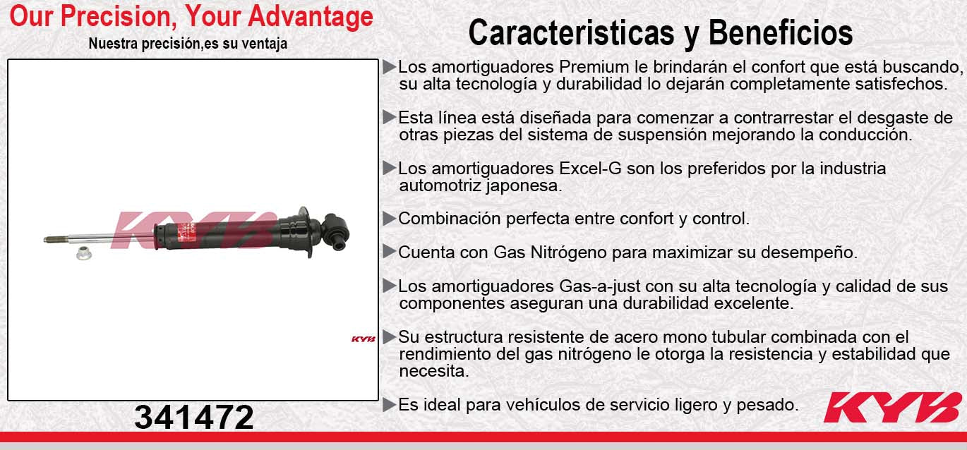 AMORTIGUADOR TRASERO GAS EXCEL-G FORD FIVE HUNDRED 2WD (2005-2007) - MERCURY. MONTEGO (2005-2007) KYB