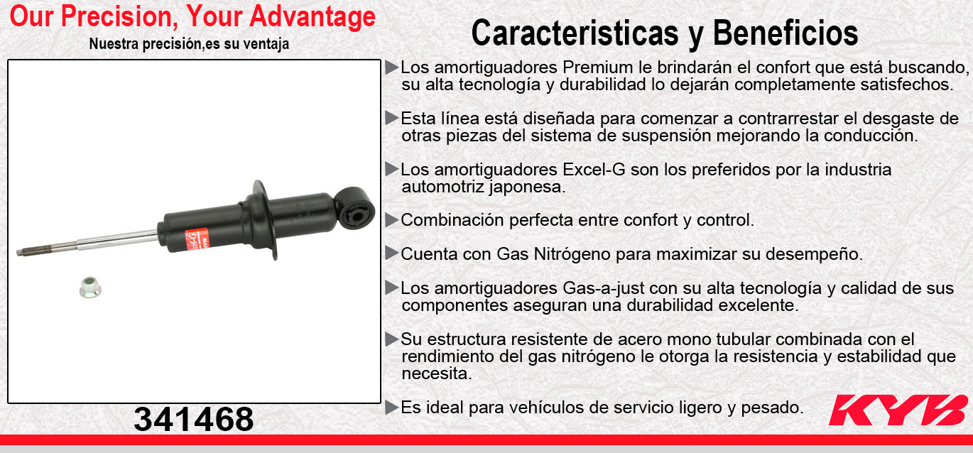 AMORTIGUADOR DELANTERO DERECHO GAS EXCEL-G NISSAN PATHFINDER TODAS 2005-2010 - X-TERRA 2WD 2005-2007 - XTERRA 4WD 2005-2007 KYB