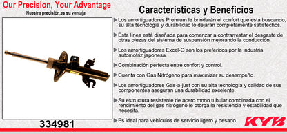 AMORTIGUADOR DELANTERO DERECHO GAS EXCEL-G DODGE DART (2012-2016). KYB