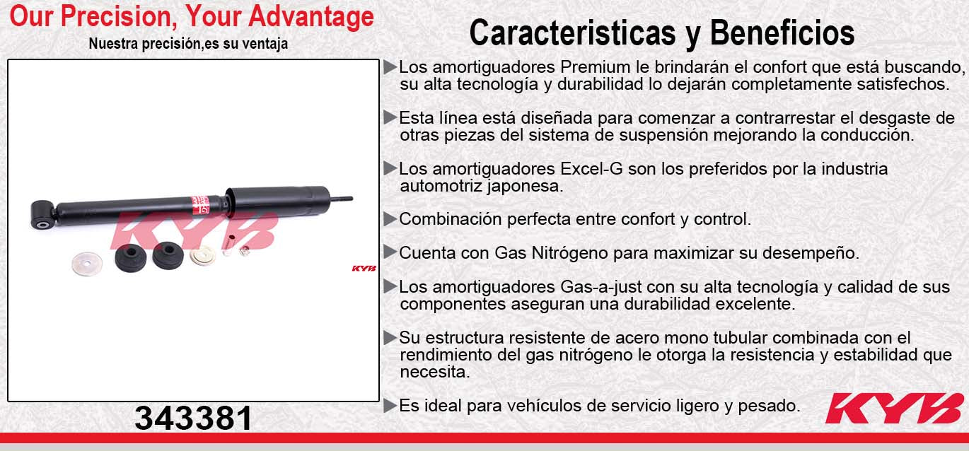 AMORTIGUADOR TRASERO GAS EXCEL-G HONDA FIT (2006-2010). KYB
