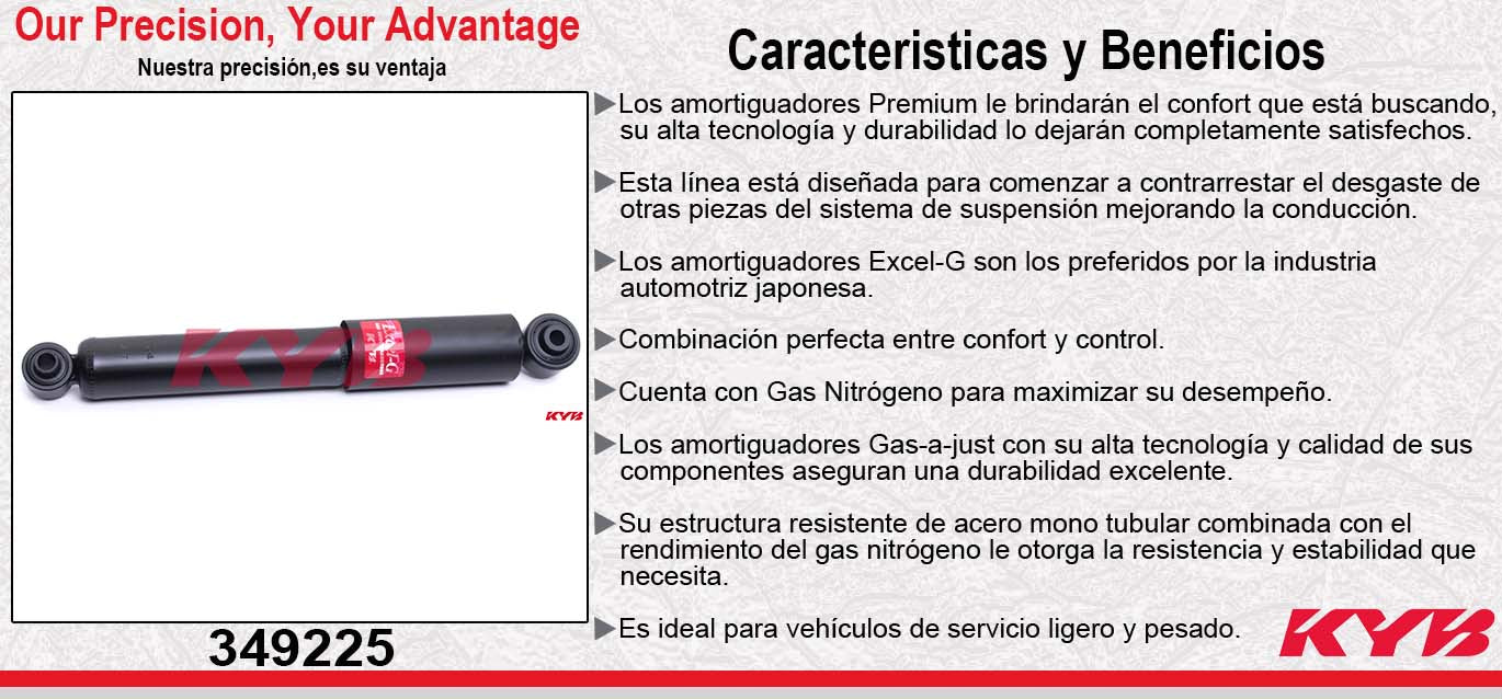 AMORTIGUADOR TRASERO GAS EXCEL-G CHRYS TOWN & COUNTRY EXC. NIVOMAT (2011-2014) - DODGE. GRAND CARAVAN (2013-2014) - RAM C/V (2012-2014) KYB