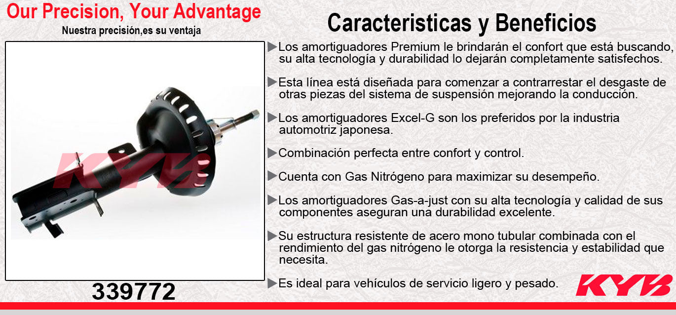 AMORTIGUADOR DELANTERO IZQUIERDO GAS EXCEL-G PEUGEOT EXPERT VAN L4 2.0 TDI 9 PASAJEROS (2018-2020). KYB