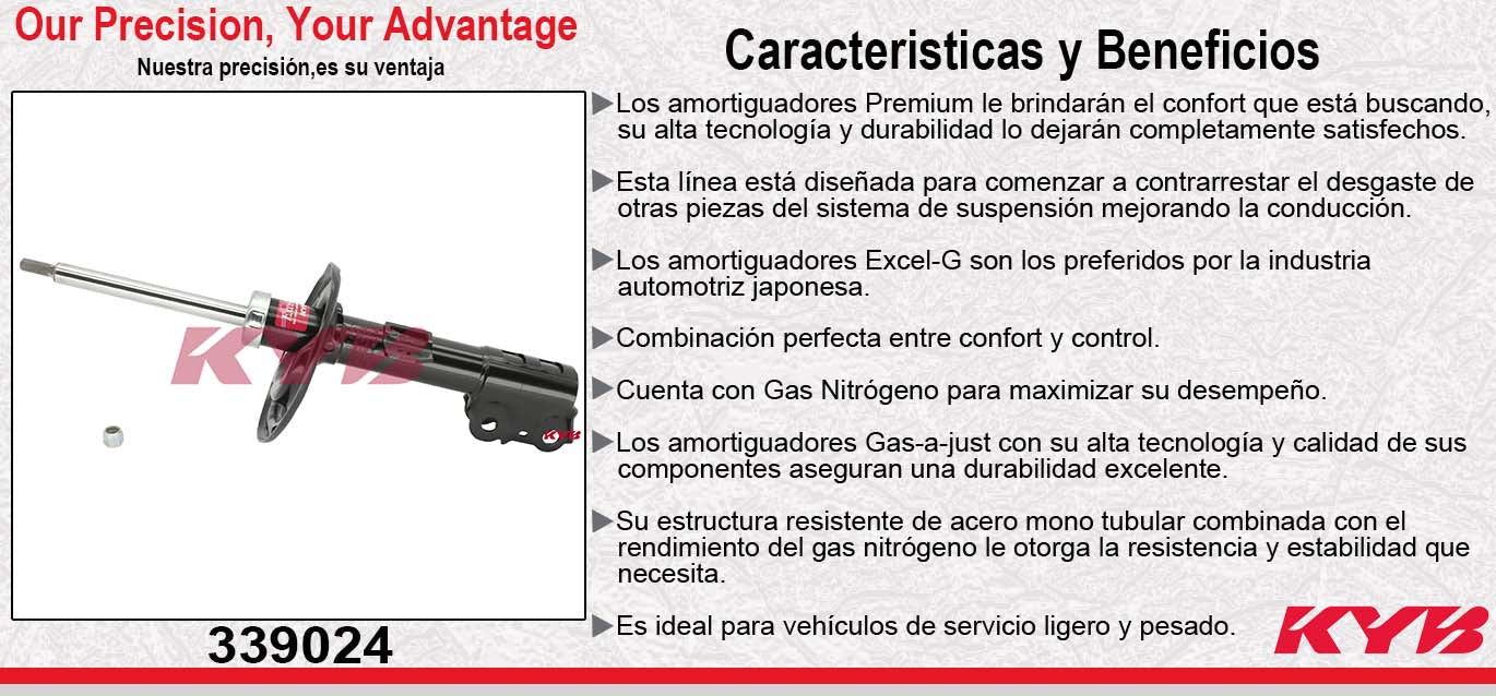 AMORTIGUADOR DELANTERO IZQUIERDO GAS EXCEL-G TOYOTA CAMRY (2007-2010) KYB