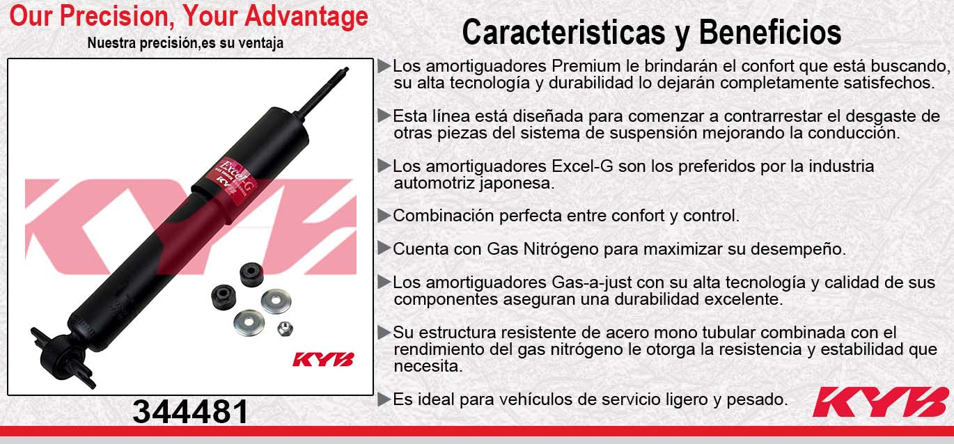 AMORTIGUADOR DELANTERO GAS EXCEL-G CHEV. CARGO EXPRESS VAN 2500 2WD (2009-2011) - EXPRESS 1500 (2003-2013) - EXPRESS 2500 (2003-2007) - SAVANA 1500 (2003-2013) - SAVANA 2500 (2003-2007) KYB