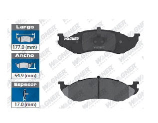 BALATA SEMIMETÁLICA DELANTERA JEEP CHEROKEE 4X4 1990-1993 / CHEROKEE 1997-2001 / COMANCHE 4X4 1990-1992 / GRAND CHEROKEE 1992-2001 / WRANGLER 1999-2005 / WRANGLER UNLIMITED 2007 WAGNER