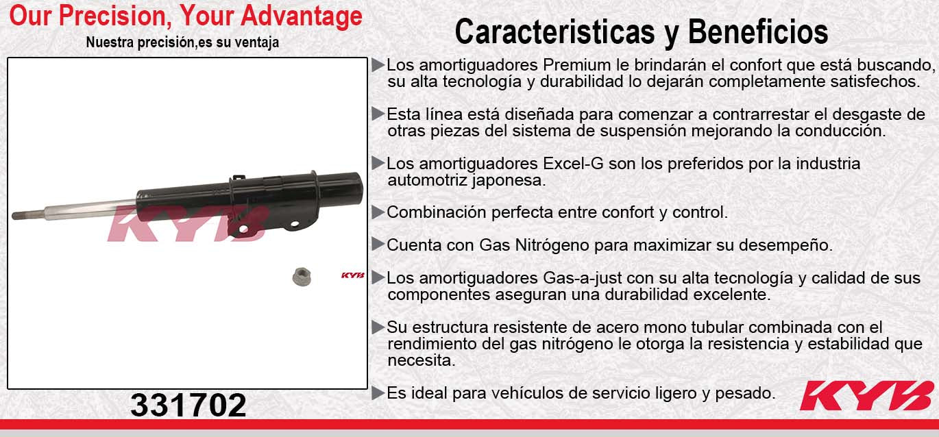 AMORTIGUADOR DELANTERO GAS EXCEL-G MERCEDES BENZ. SPRINTER 415 - 515 (2007-2013) - VW. CRAFTER 50 (2010-2011) KYB