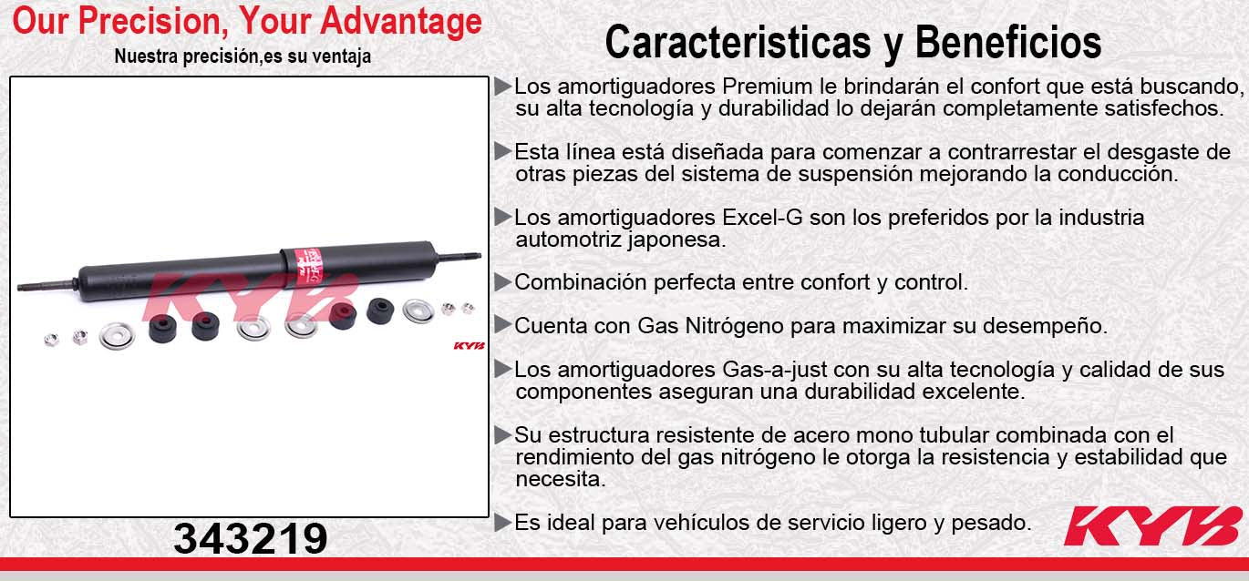 AMORTIGUADOR TRASERO GAS EXCEL-G FORD MUSTANG (1965-1973) - FAIRMONT ELITE (1968-1971) - TORINO Y GRAN TORINO (1968-1971). KYB