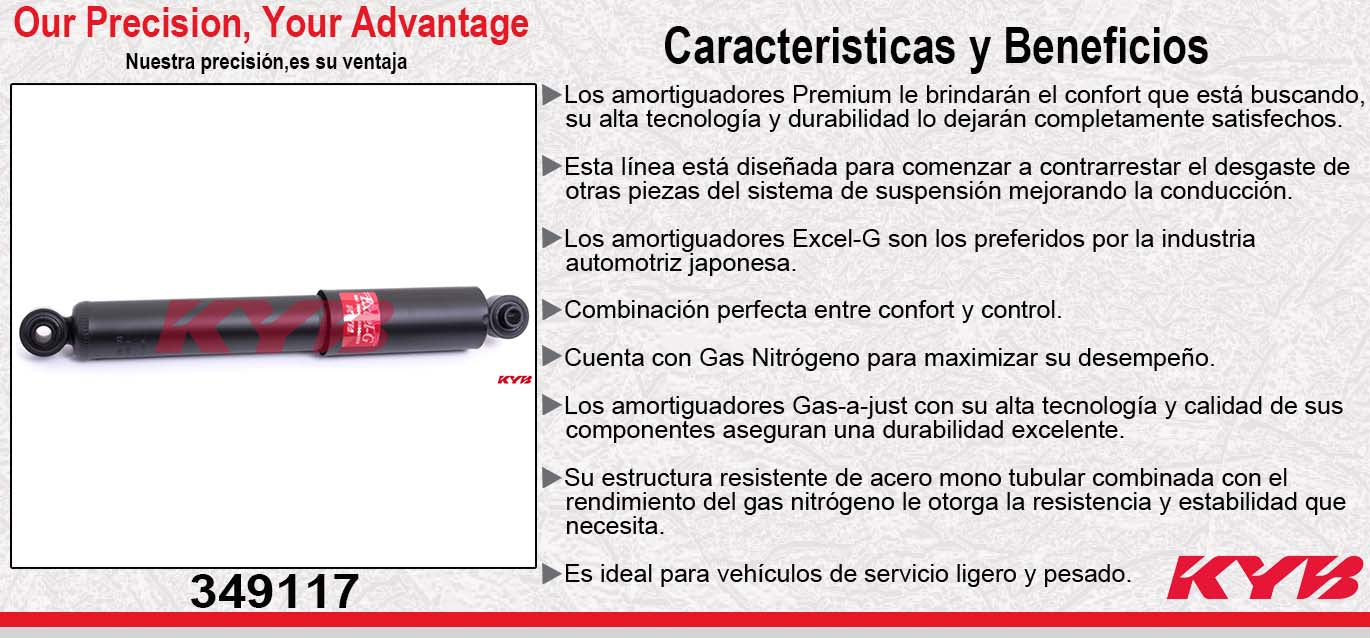 AMORTIGUADOR TRASERO GAS EXCEL-G CHRYS TOWN COUNTRY (2008-2010) - VW. ROUTAN (2009-2012) KYB