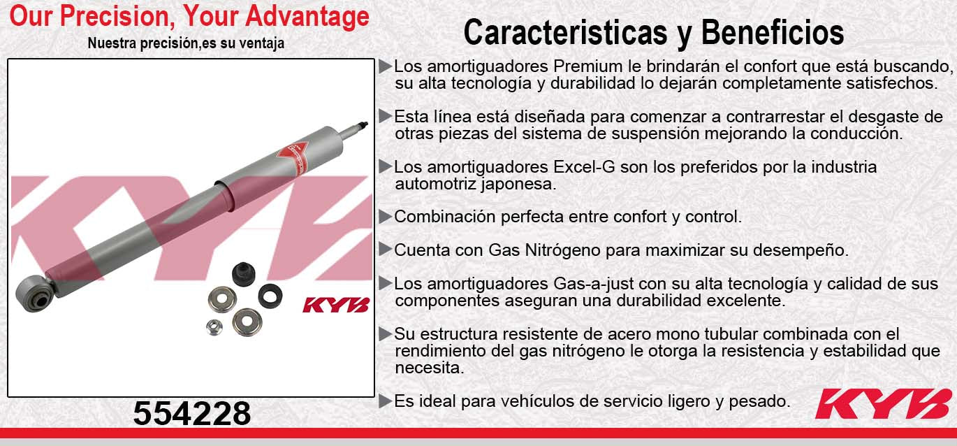 AMORTIGUADOR DELANTERO GAS-A-JUST DODGE RAM PICK UP [SOLO MODELOS 4WD] 1500 (1994-2001) - DODGE RAM PICK UP [SOLO MODELOS 4WD] 2500 EXC. 8800 LB. GVW (1994-2002) KYB