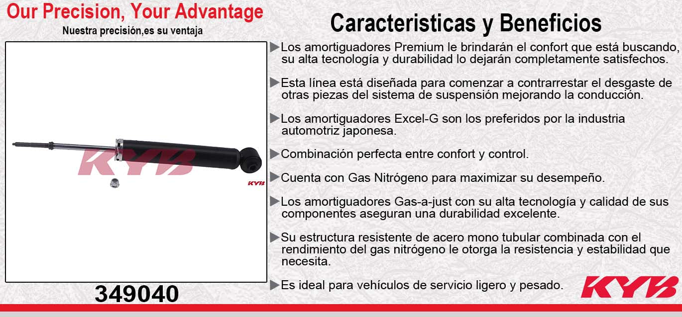 AMORTIGUADOR TRASERO DERECHO GAS EXCEL-G MITSUBISHI OUTLANDER TODAS (07) - XLS OULANDER XLS (2008-2010) KYB