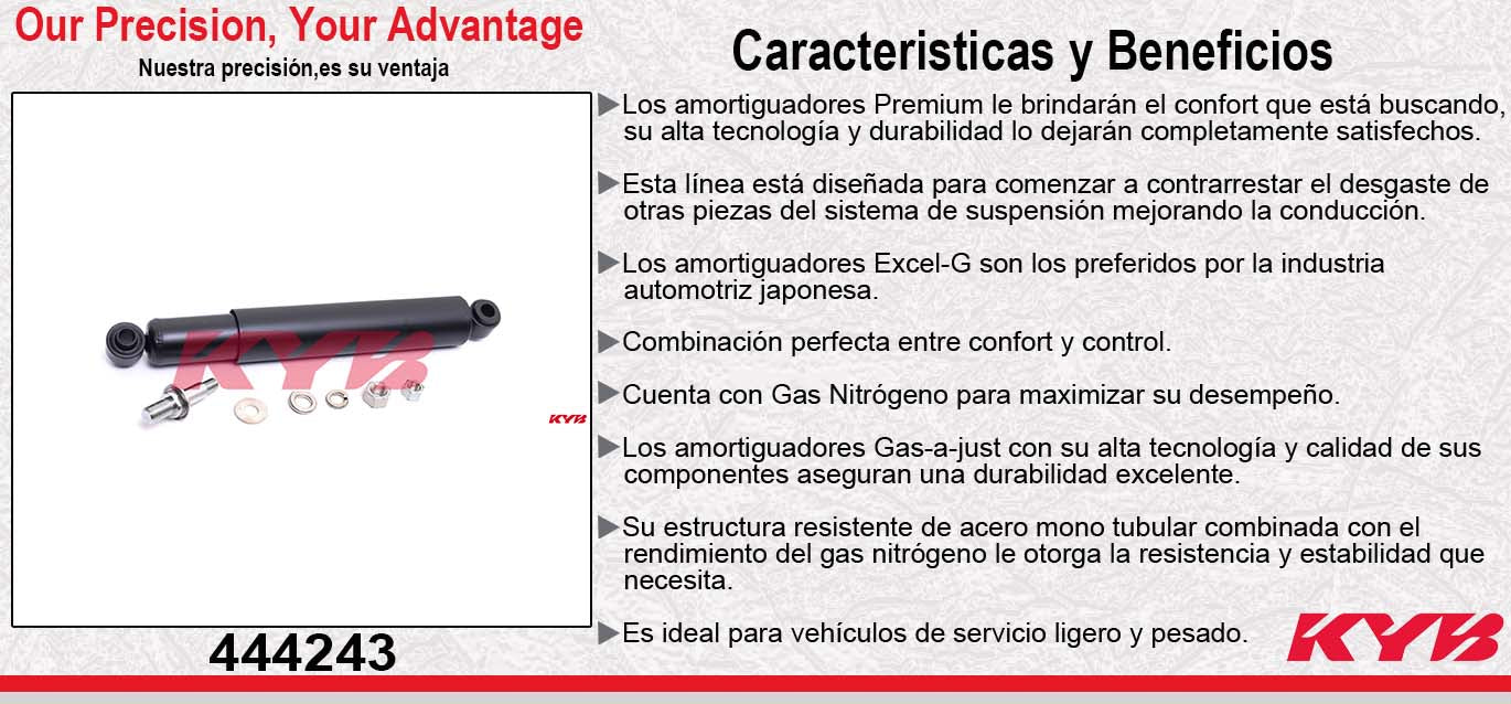 AMORTIGUADOR TRASERO HIDRÁULICO CHEV C15 / C20 / C25 (1973-1991) - CHEYENNE (1973-1991) - BLAZER (1973-1991) - HUNTER (1973-1991) - SUBURBAN (1973-1991). KYB
