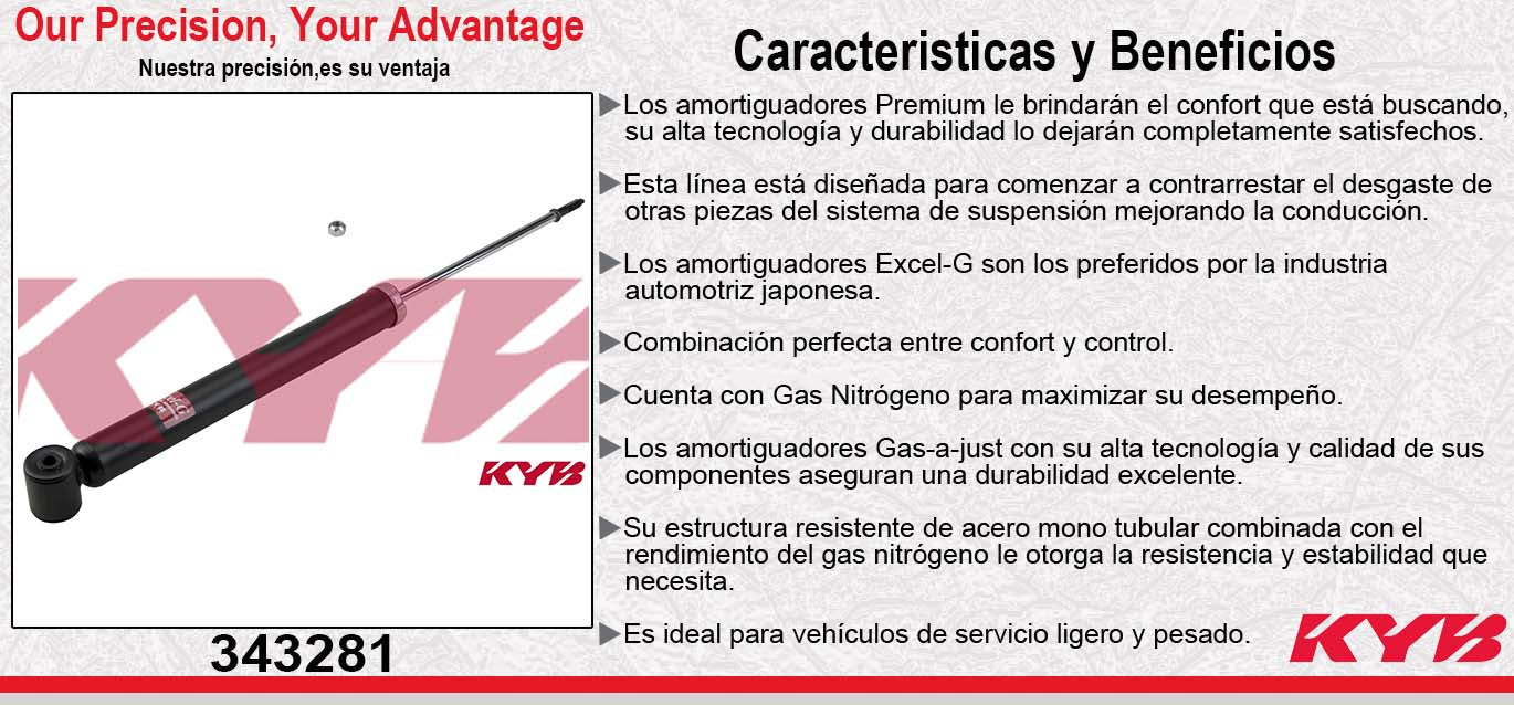 AMORTIGUADOR TRASERO GAS EXCEL-G AUDI A6 (1998-2004) - VW PASSAT (1998-2005). 1609003 832513 KYB