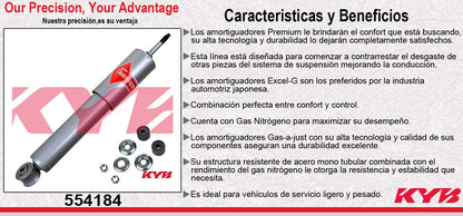 AMORTIGUADOR DELANTERO GAS-A-JUST NISSAN D21 4X4 (1987-1996) - DELANTERAIER (1998-2004) - PICK UP 4X4 (1983-1996) - XTERRA (1999-2004). KYB