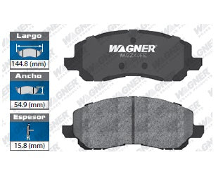 BALATA CERÁMICA DELANTERA CHRYSLER 200 2011-2014 / SEBRING 2001-2005 2007-2010 / DODGE AVENGER 2008-2014 / CALIBER 2007-2012 / STRATUS 2001-2005 / JEEP COMPASS 2007-2015 17 / PATRIOT 2007-2015 17 / MITSUBISHI ECLIPSE 2000-2012 / GALANT 2000-2011 / WAGNER