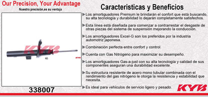 AMORTIGUADOR DELANTERO DERECHO GAS EXCEL-G PEUGEOT 206 (1999-2008) - PEUGEOT 207 (2008-2014) - 207 COMPACT (2008-2011). KYB