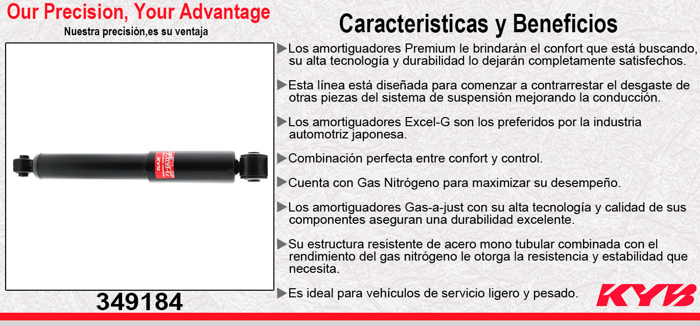 AMORTIGUADOR TRASERO GAS EXCEL-G HYUNDAI ELANTRA (2011-2016) - KIA RIO (2016-2017) - KIA FORTE (2016-2018) KYB