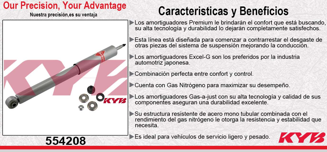 AMORTIGUADOR GAS-A-JUST EL. (G) DODGE RAM 3500 4X2 (EJE SOLIDO) (1994-1997) (1998-1999) (2000-2002) - RAM 2500 4X4 4500 # (EJE SOLIDO) (1994-1997) (1998-1999) - RAM 3500 4X4 (EJE SOLIDO) (1994-1997) (1998-1999) (2000-2002) - RAM 2500 4X4, 2500 HD 4X4 KYB